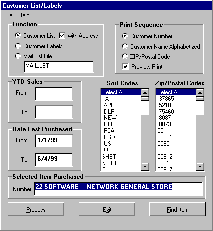 Accounts Receivable - Customer List/Labels