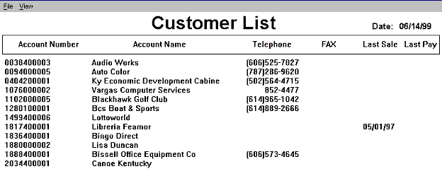 Customer List