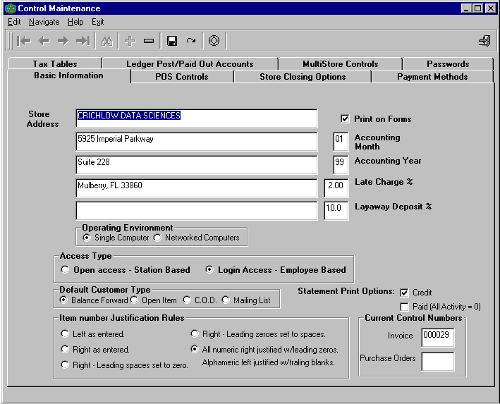 POS Controls