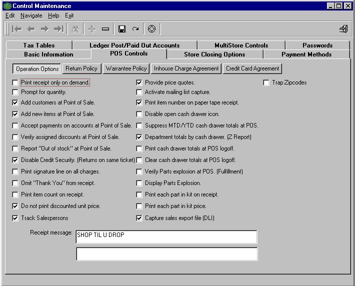 POS Controls