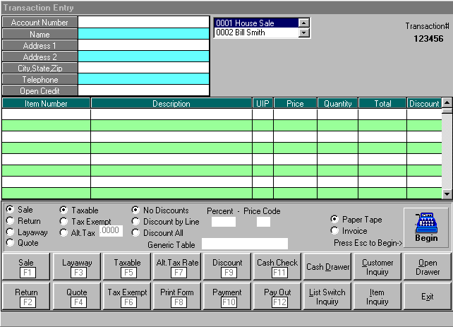 Point of Sale Transaction Entry