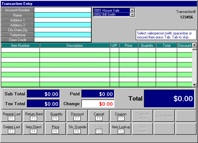 Point of Sale Transaction Entry