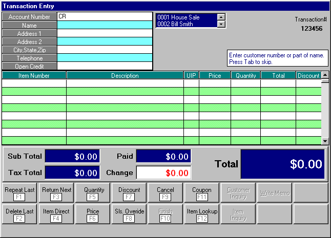 Point of Sale Transaction Entry